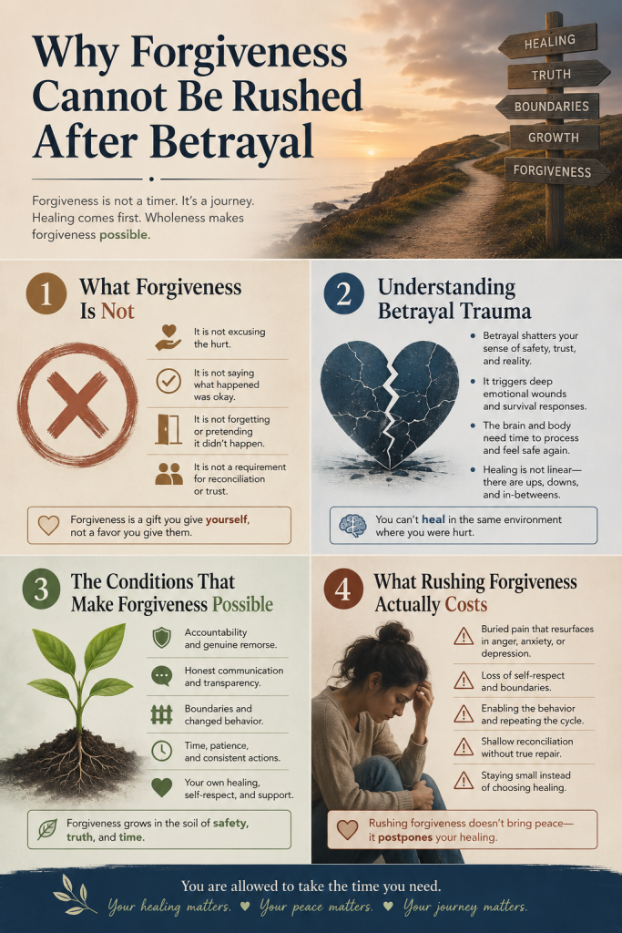 Why Forgiveness Cannot Be Rushed After Betrayal